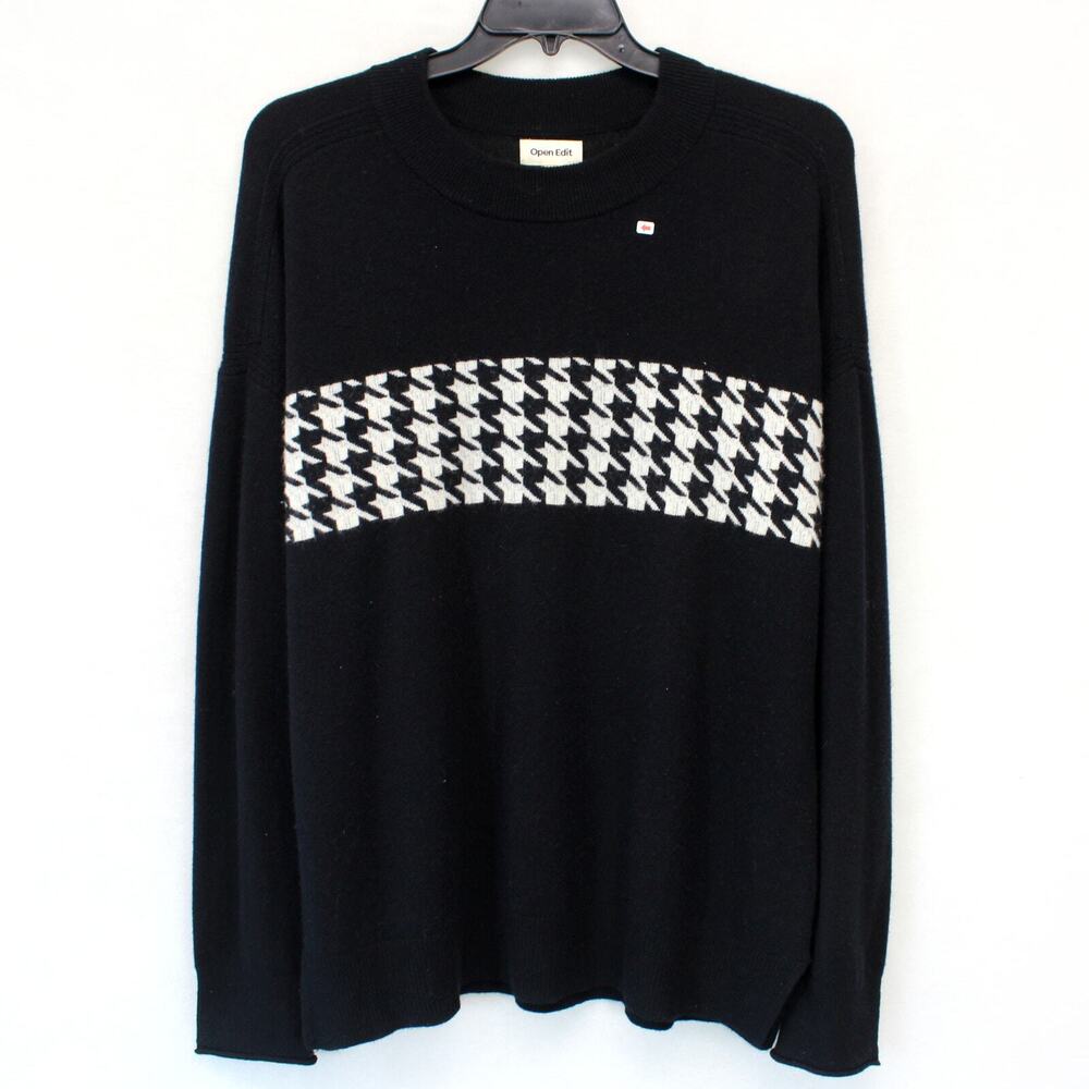 Open Edit 100% Cashmere Black Crew Neck Pullover Sweater XL